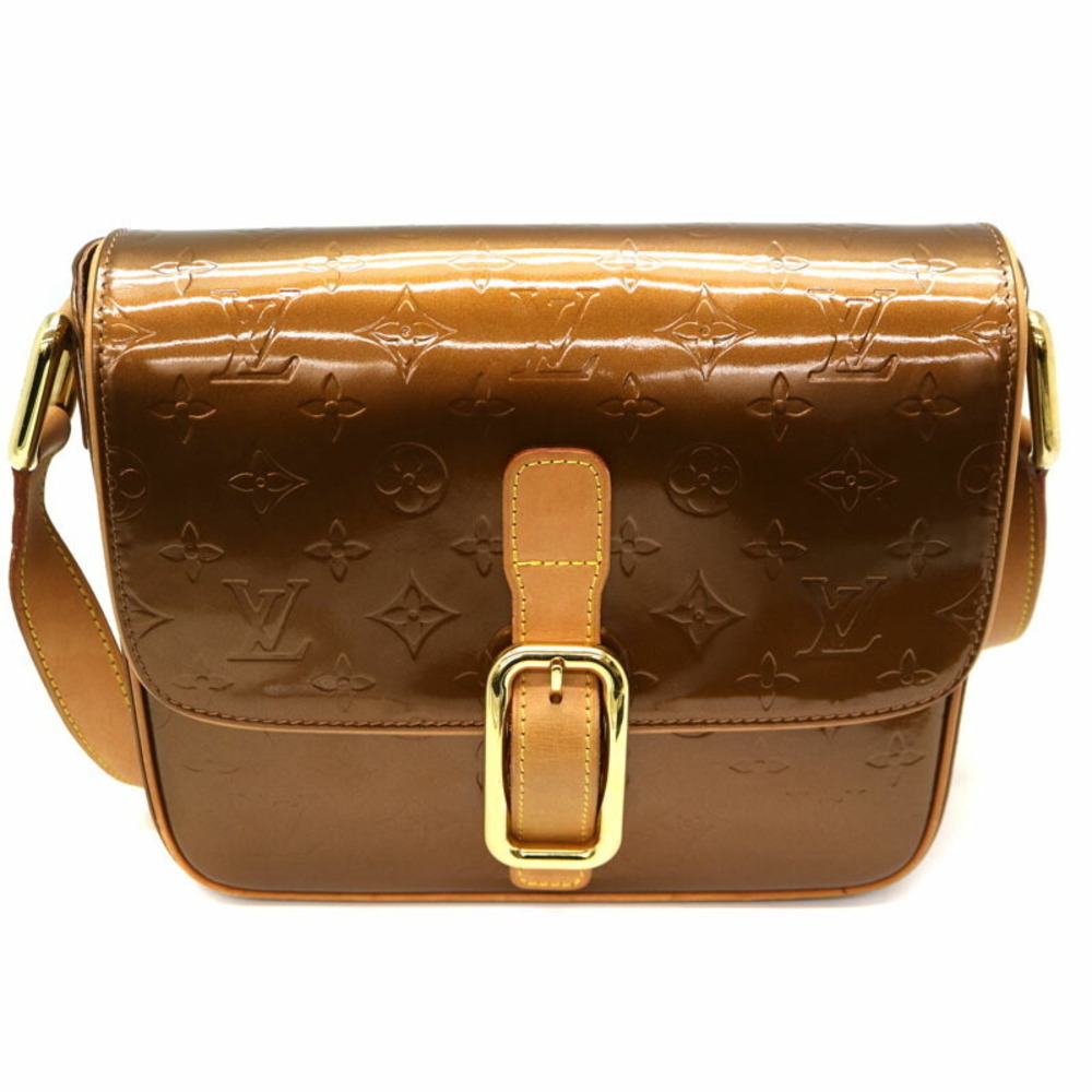 Louis Vuitton Christie Shoulder Bag Monogram Vernis Bron White Brown